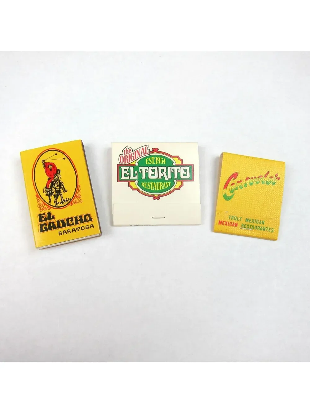 3 Vintage Matchbooks El Gaucho El Torito Consuelos California Mexican Restaurant